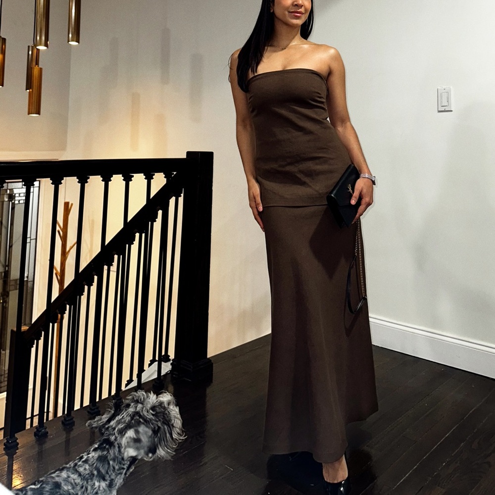 ZARA Elegant Brown Strapless Dress